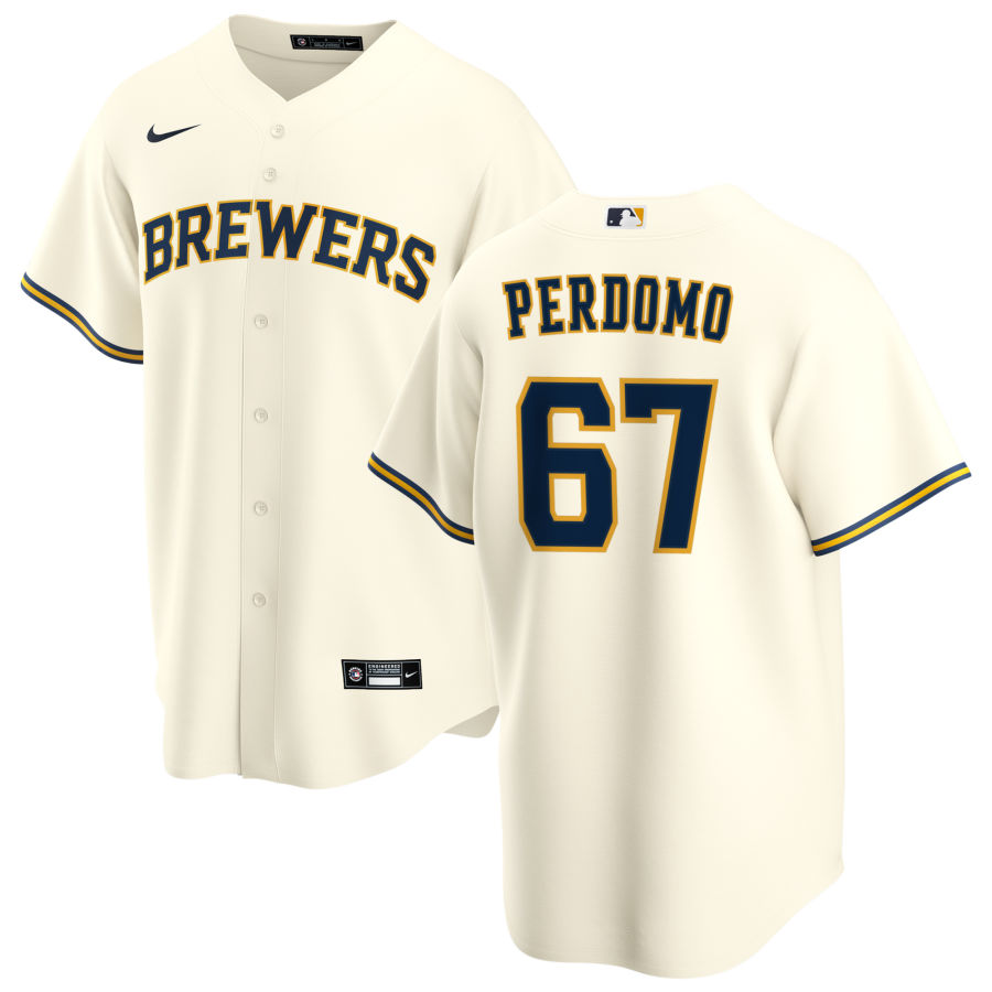 Nike Men #67 Angel Perdomo Milwaukee Brewers Baseball Jerseys Sale-Cream